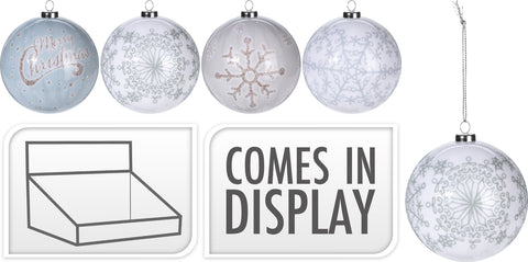 Joulupallo lumihiutaleet 70 mm 1 kpl, 4 erilaista