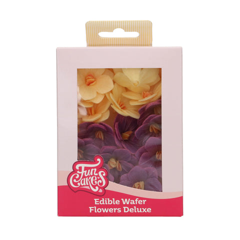 FunCakes syötävät vohvelikukat, Hortensia violetti/keltainen 18 kpl