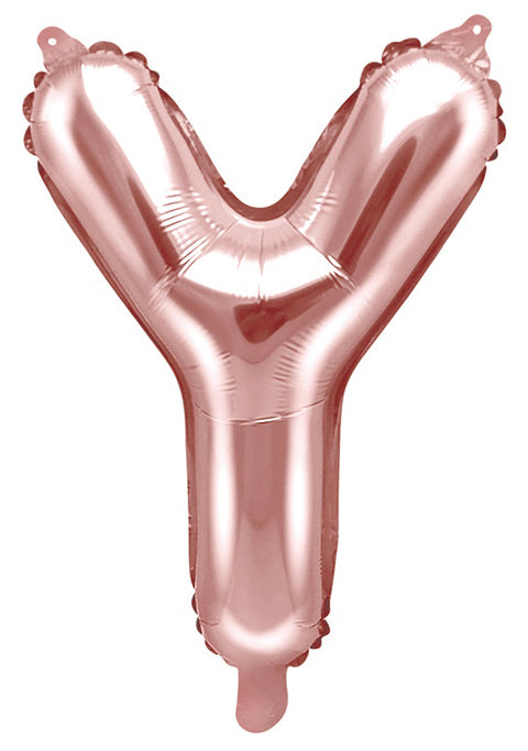Kirjainfolio Y ruusukullanvärinen ilmatäytteinen 35 cm