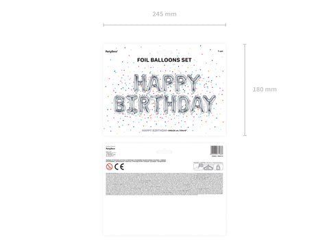 Happy Birthday ilmalla täytettävä foliopallosetti
