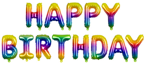 Happy Birthday kirjainfoliopallo sateenkaari