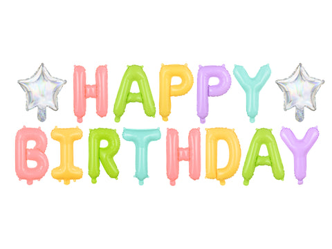 Happy Birthday ilmalla täytettävä foliopallosetti