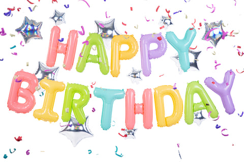 Happy Birthday ilmalla täytettävä foliopallosetti