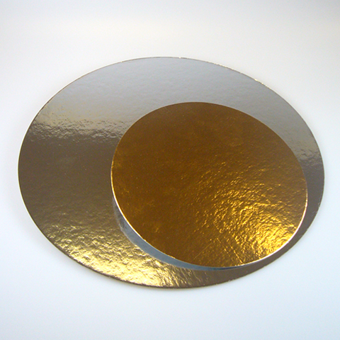 Pyöreä hopea/kulta kakkualusta, 35 cm (3kpl)