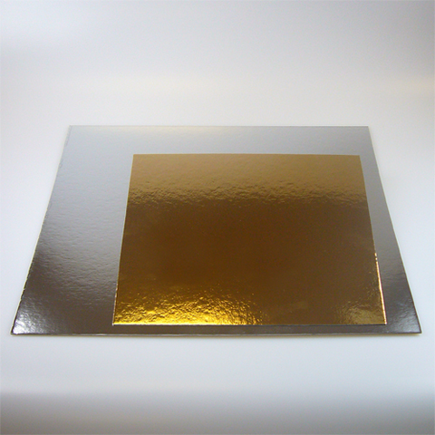 Neliö hopea/kulta kakkualusta, 25 x 25 cm (3kpl)