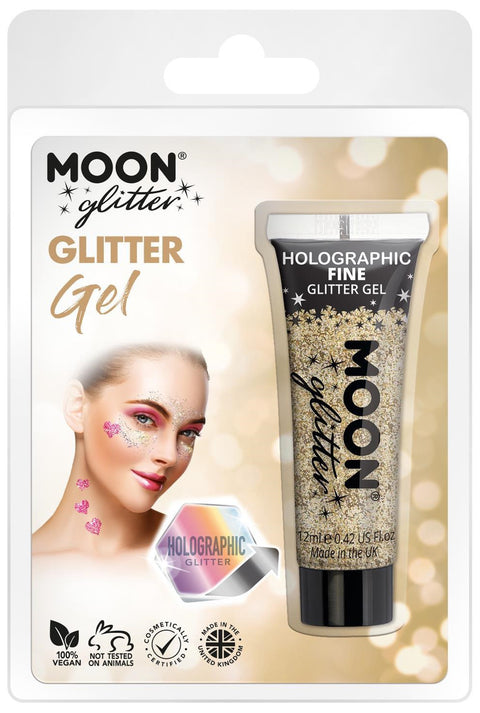 Moon holografinen glittergeeli hienojakoinen kullanvärinen  12 ml