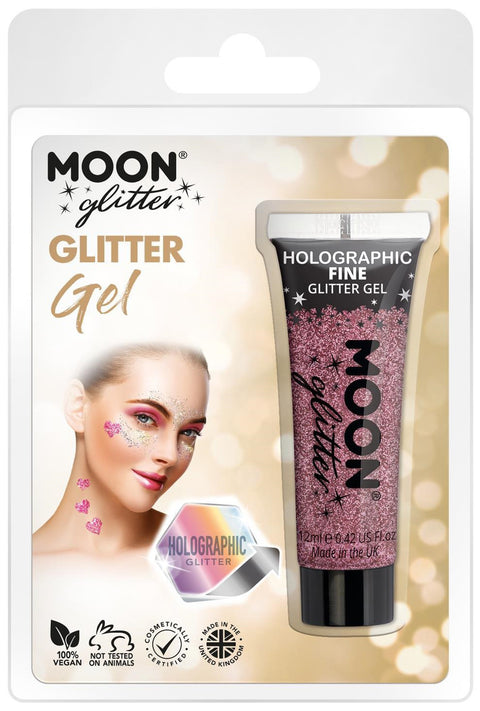 Moon holografinen glittergeeli hienojakoinen pinkki  12 ml