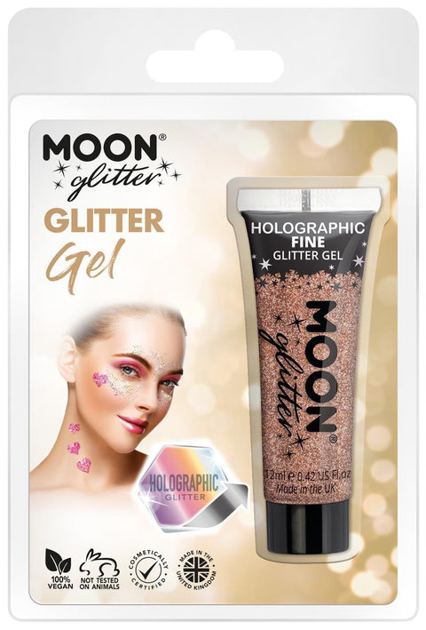 Moon holografinen glittergeeli hienojakoinen ruusukulta 12 ml