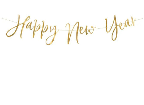 Happy New Year kirjainnauha kullanvärinen 18 x 66 cm