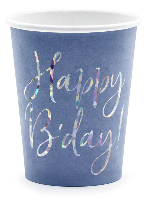 Happy Birthday pahvimuki sininen 6 kpl/pkt