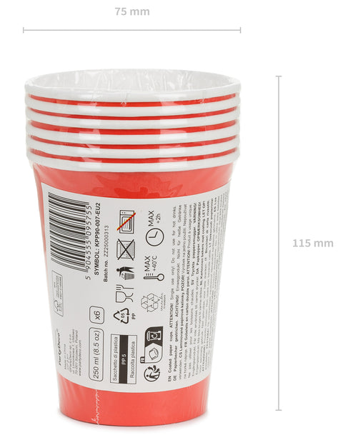 Pahvimuki punainen, 250 ml 6 kpl/pkt