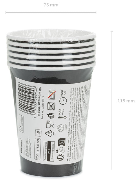 Pahvimuki musta, 250 ml 6 kpl/pkt