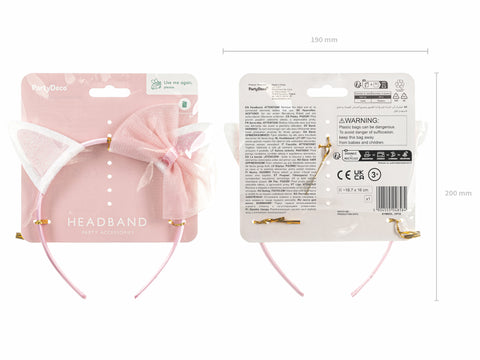 Panta, kissan korvat vaaleanpunainen rusetilla