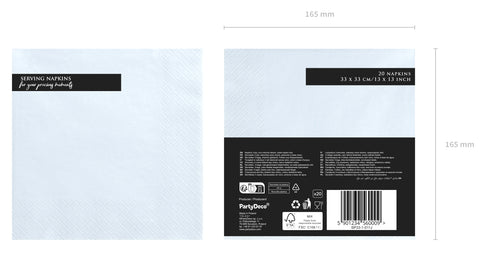 Suuri lautasliina 33 x 33 cm vaaleansininen 20 kpl/pkt