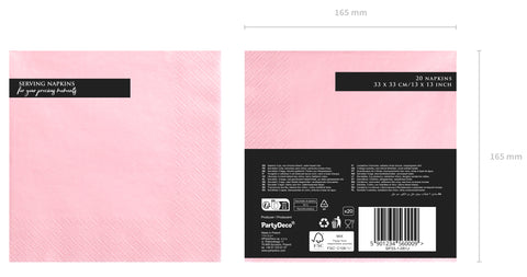 Suuri lautasliina 33 x 33 cm vaaleanpunainen 20 kpl/pkt