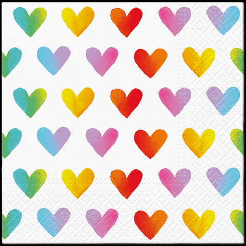 Sateenkaarisydämet suuri lautasliina 20 kpl/pkt