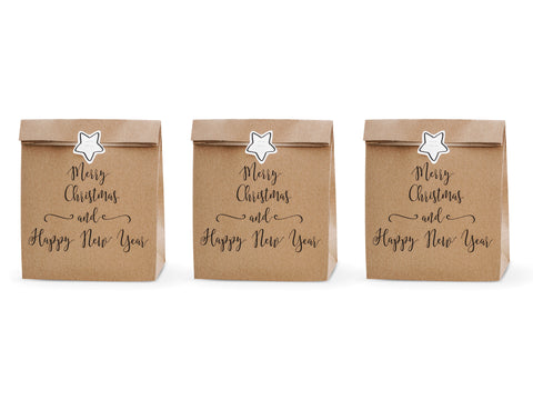 Lahjapussi Merry Christmas and Happy New Year 3 kpl/pkt