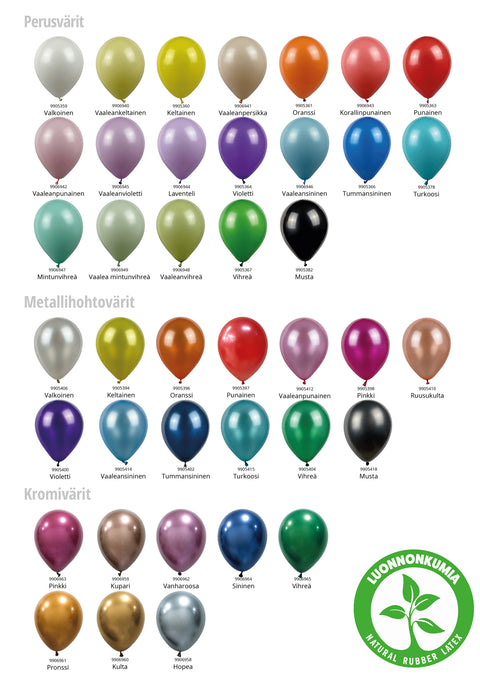 10 ilmapallon nippu elegantit värit