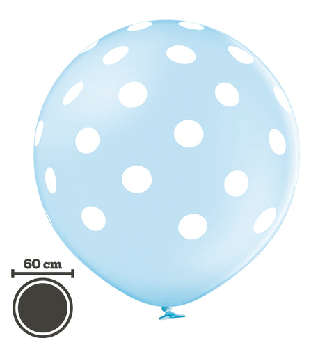 Polka dots jätti-ilmapallo 60 cm vaaleansininen