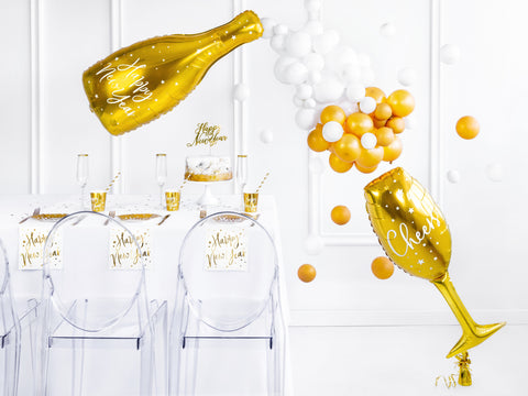 Happy New Year shampanjapullo kulta muotofoliopallo