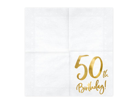 Happy Birthday 50 valkoinen suuri lautasliina 20 kpl/pkt