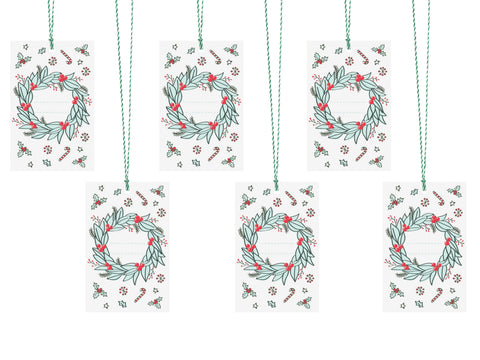 Pakettikortti joulukranssi 6 kpl/pkt